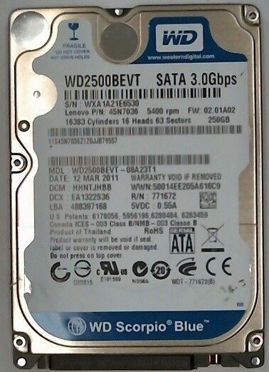 HDD Laptop 250gb Fujitsu si WD Scorpio Blue 250gb