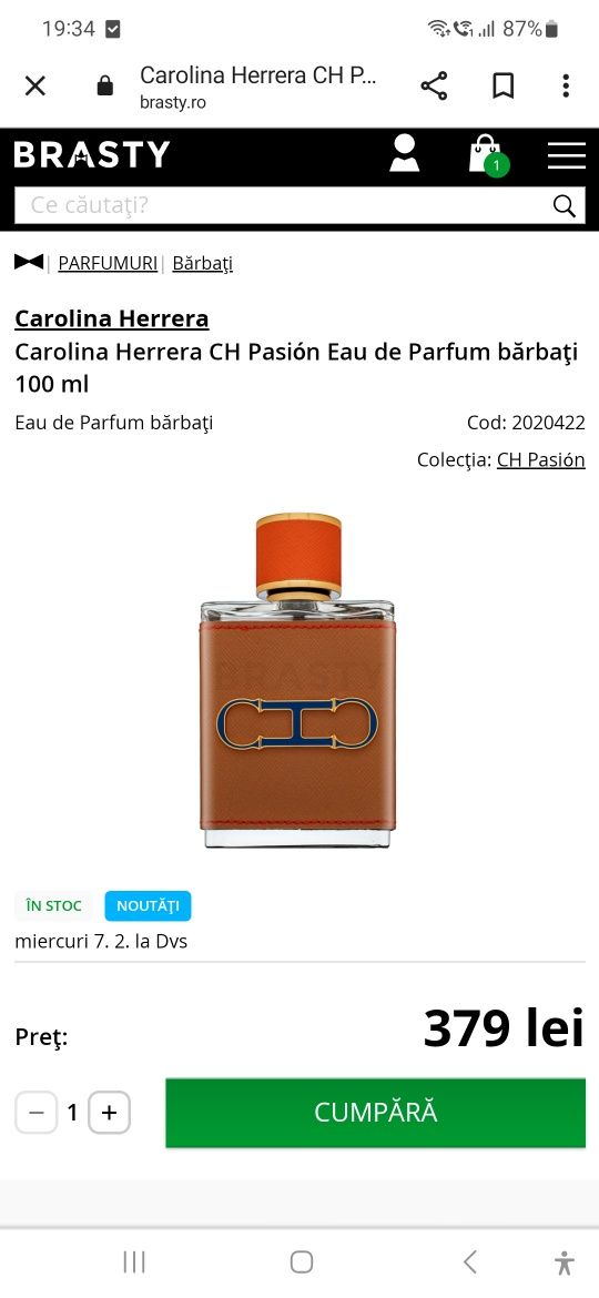 Parfum barbati nou 2023 Carolina Herrera Ch Pasion, 100 ml