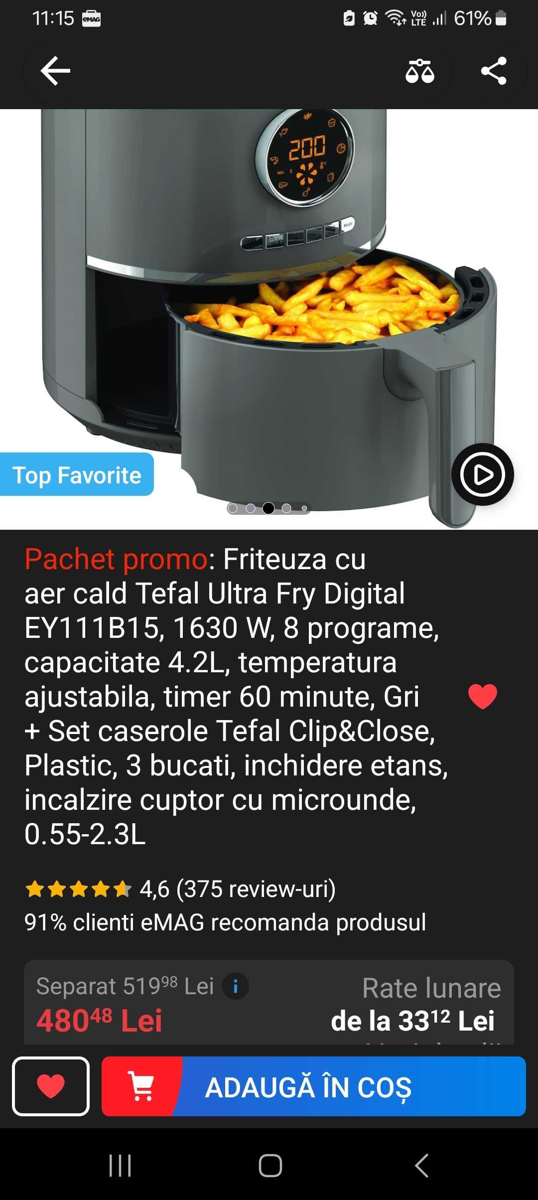 Vând friteuză cu aer cald atenție Tefal puțin utilizate 4,2+accesorii