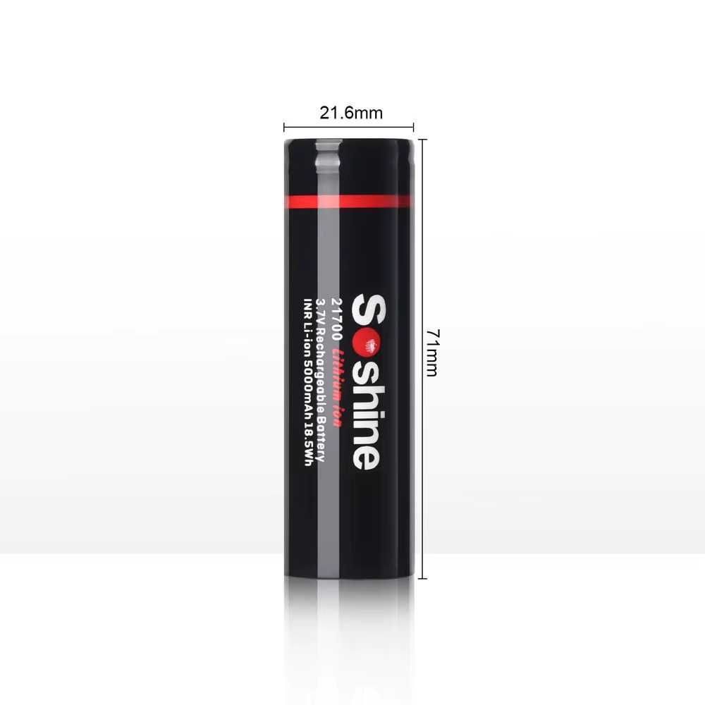 Презареждаеми Li-ion батерии "Soshine", 21700, 3.7V, 5000mAh