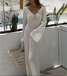 Rochie Meshki Alba Crosetata Lunga Plaja Stil Zara Decoltata