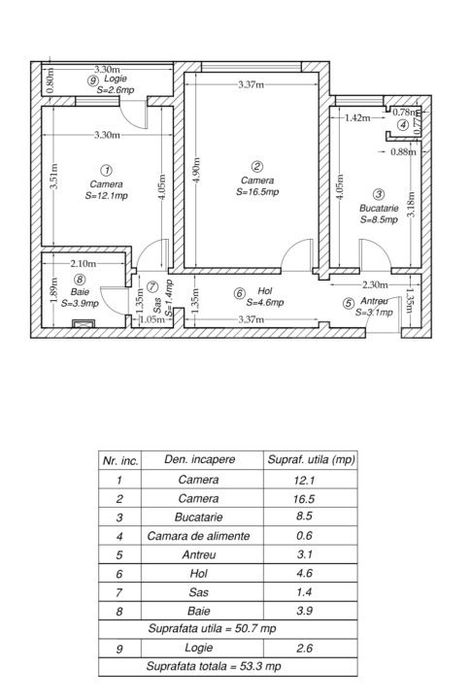 Apartament cu 2 camere, decomandat plus balcon, Etaj 3/4, zona Baile N