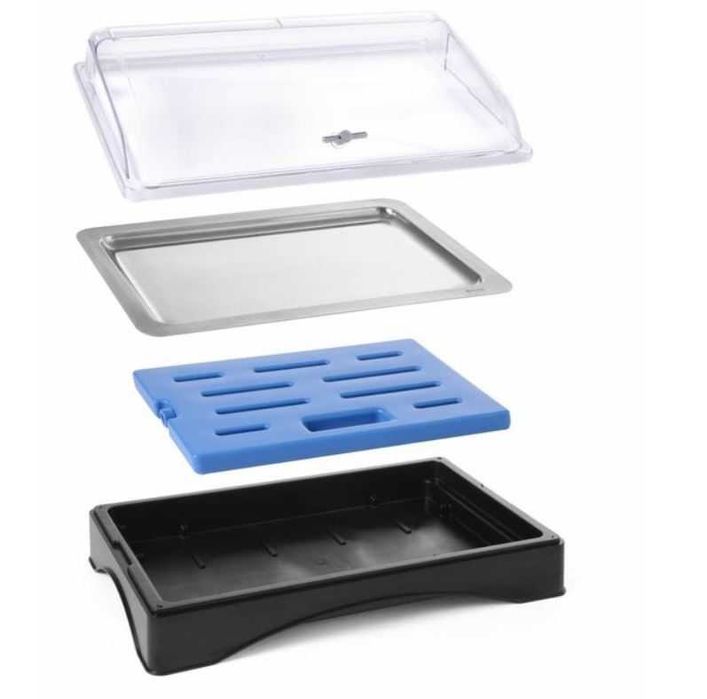 Platou servire bufet, cu tava inox + capac rolltopt -3 bucăți