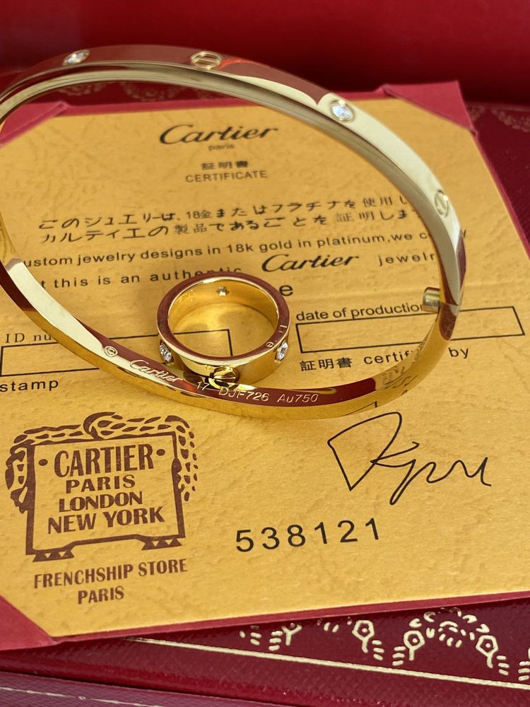 Brățară Cartier LOVE 17 Gold 23K Slim Diamond