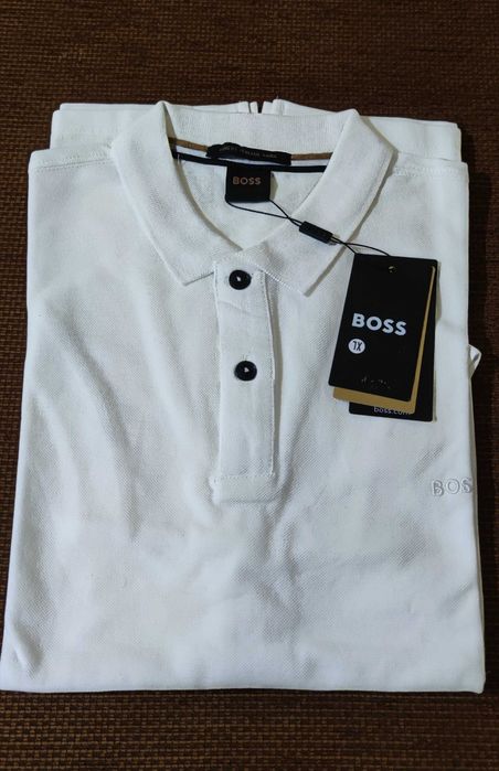 HUGO BOSS Тениска с яка бяла XL