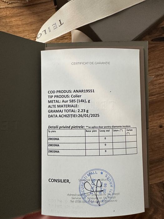 Colier Teilor colecția actuala