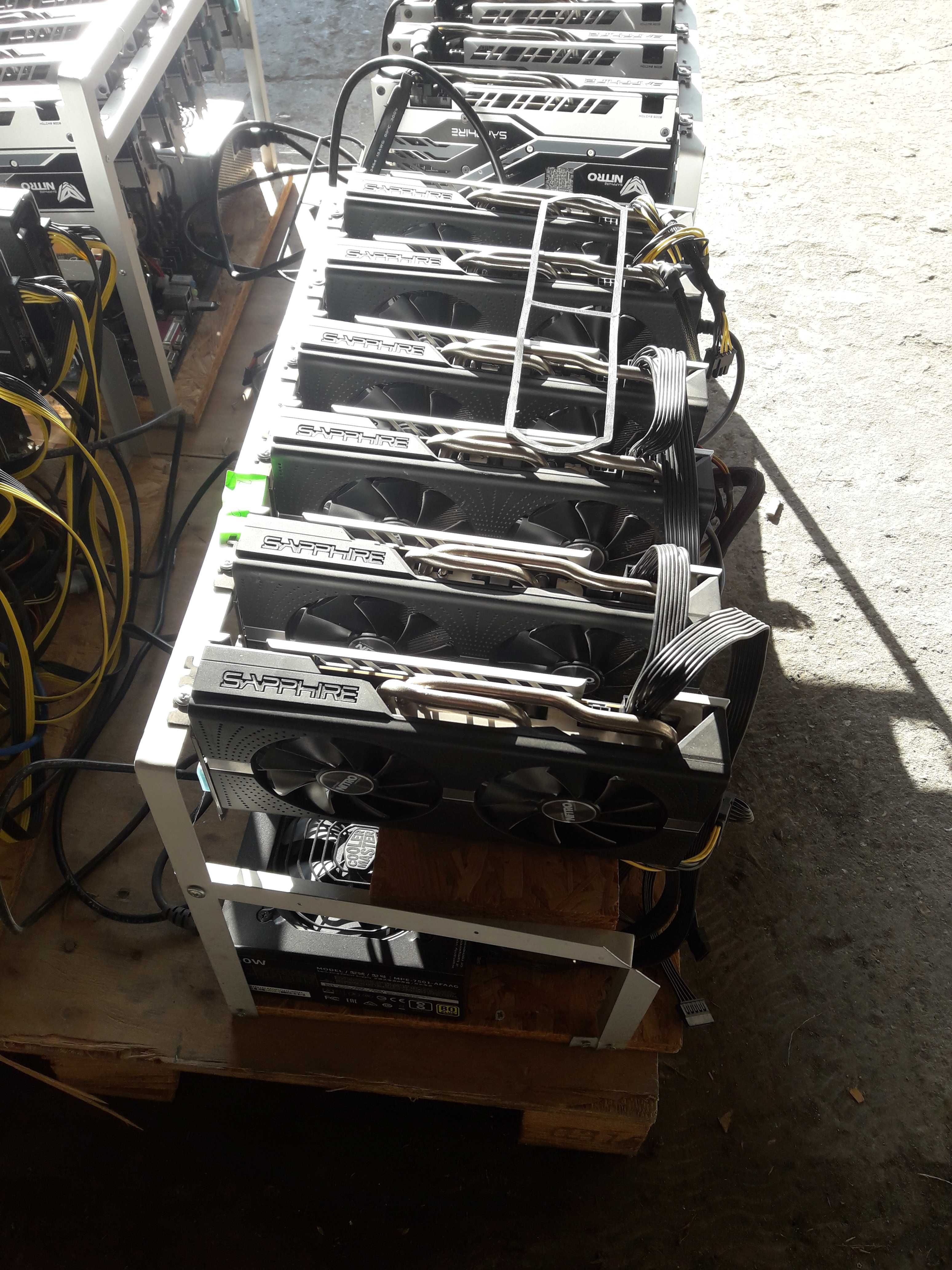 Продавам 4бр Майнинг ригове с по 6 Sapphirе Nitro