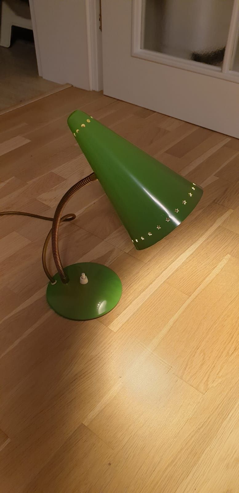 Lampa veioza vintage colectie alama aluminiu Italia Arredoluce 1950