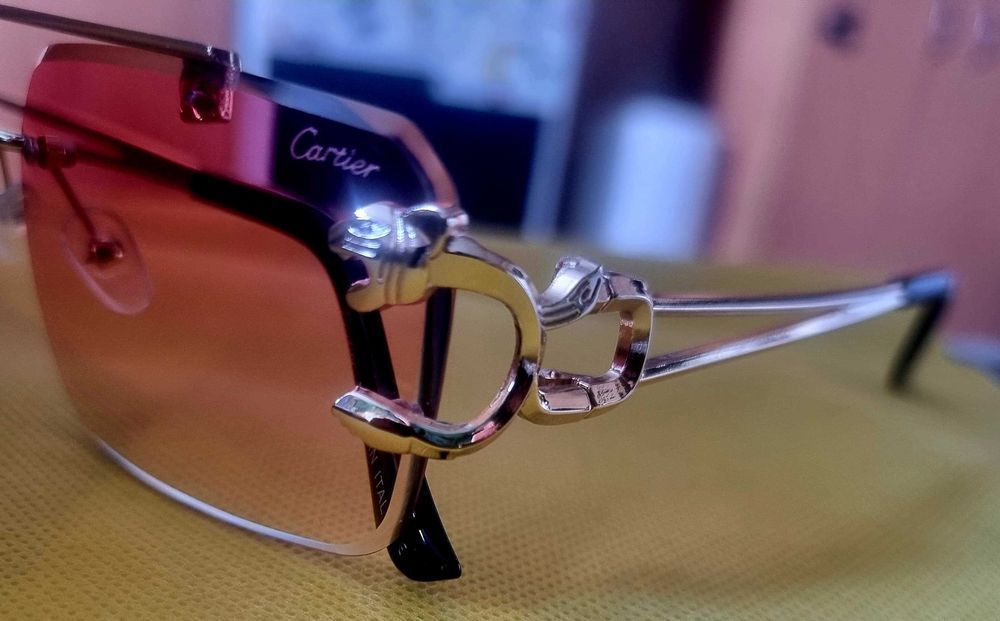 Ochelari de soare Cartier lentile roz, rame metalice