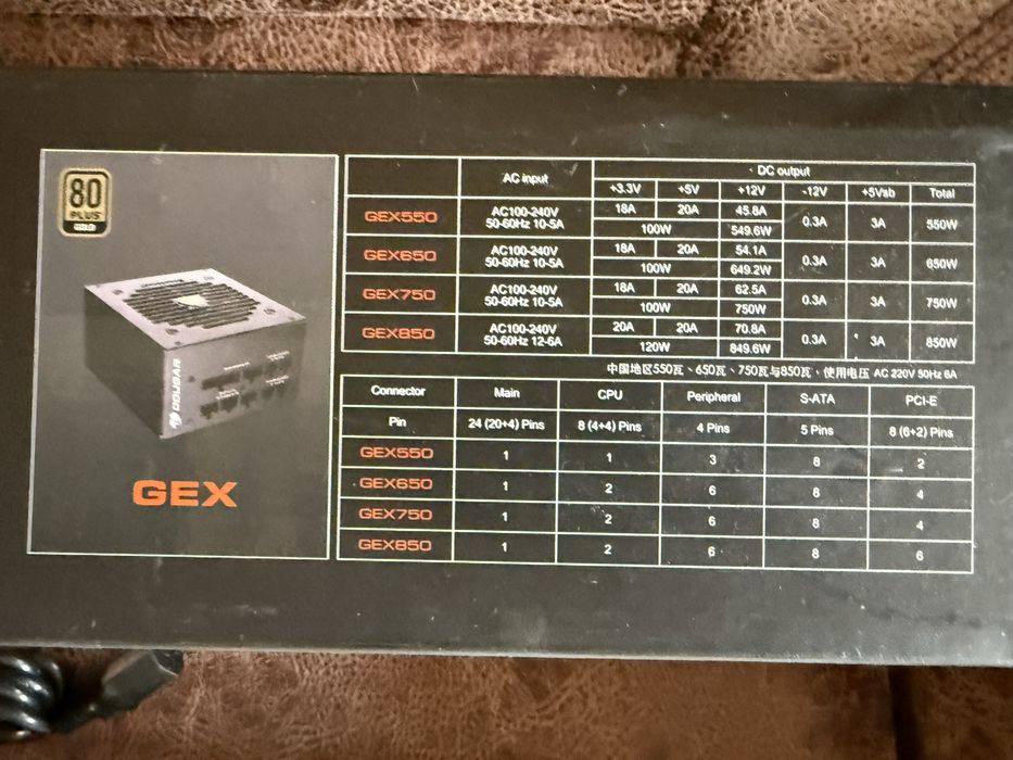 Модулно захранване Cougar GEX 850W Gold