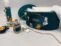 Trrusou botez la cufar din catifea și lumanare Ola Baby Luxury