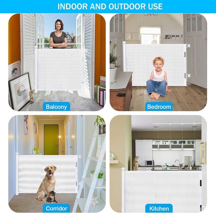 Poarta de siguranta copii extensibila 150 cm, Alb