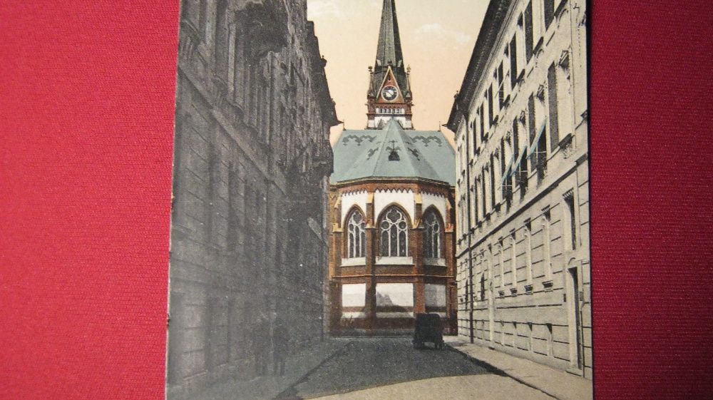 Ilustrata veche,Arad,Biserica Luterana Evanghelica,cca 1914,din spate.