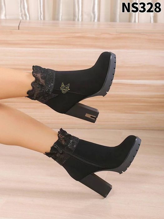 Botine dama material piele întoarsă