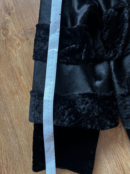 Стилно палто от естествена кожа-пони, каракул с яка от нутрия-ново