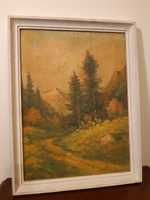 Антикварна картина,,Планински пейзаж,, на художника Николай Илиев