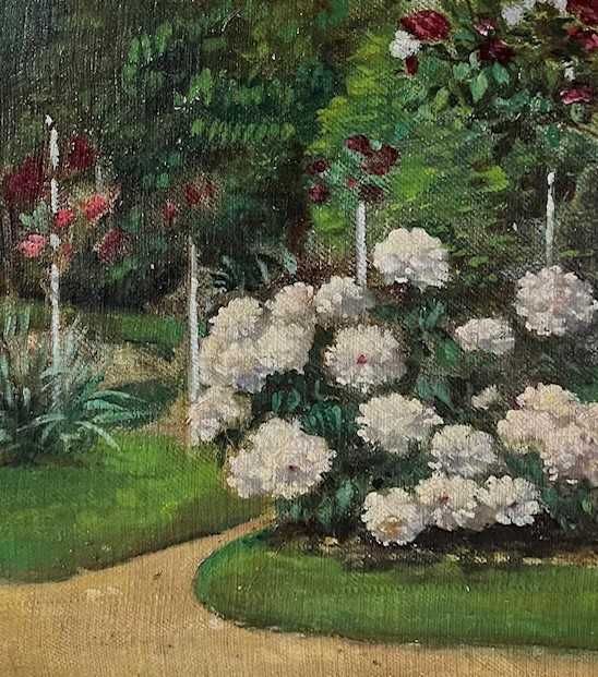 „PARC ÎNFLORIT” - Tablou VECHI, 1937, ulei/pnză/c 60x50cm semnat datat