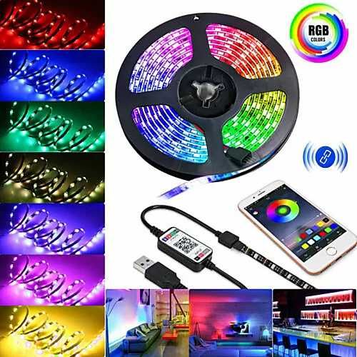 5 метра RGB LED лента с Bluetooth управление, безжичен контрол, декор