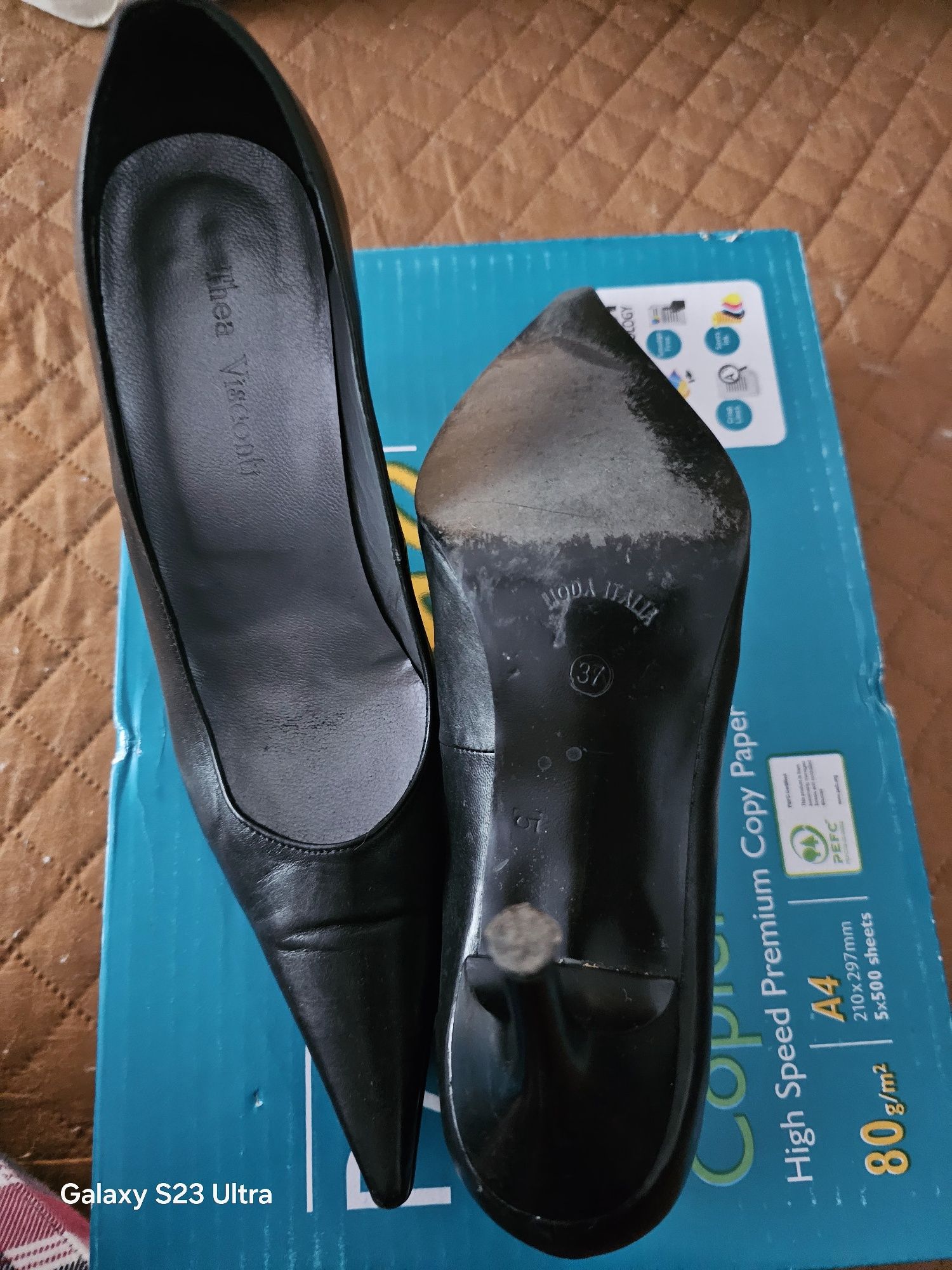 Pantofi stiletto negri piele