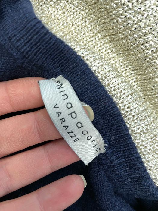 NINA PACARI размер L дамски кашмирен пуловер 100% КАШМИР син