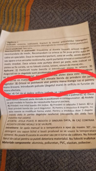 Orteza de mana si degete, noua cu factura,