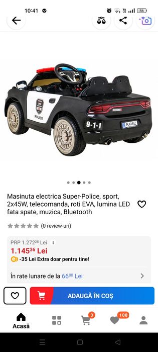 Vand masinuta electrica copii masina politie