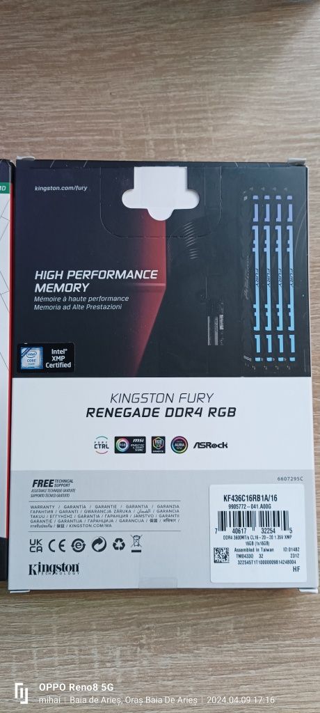 Memorie Kingston Fury Renegade RGB 2X16- 32GB DDR4 3600Mhz CL 16