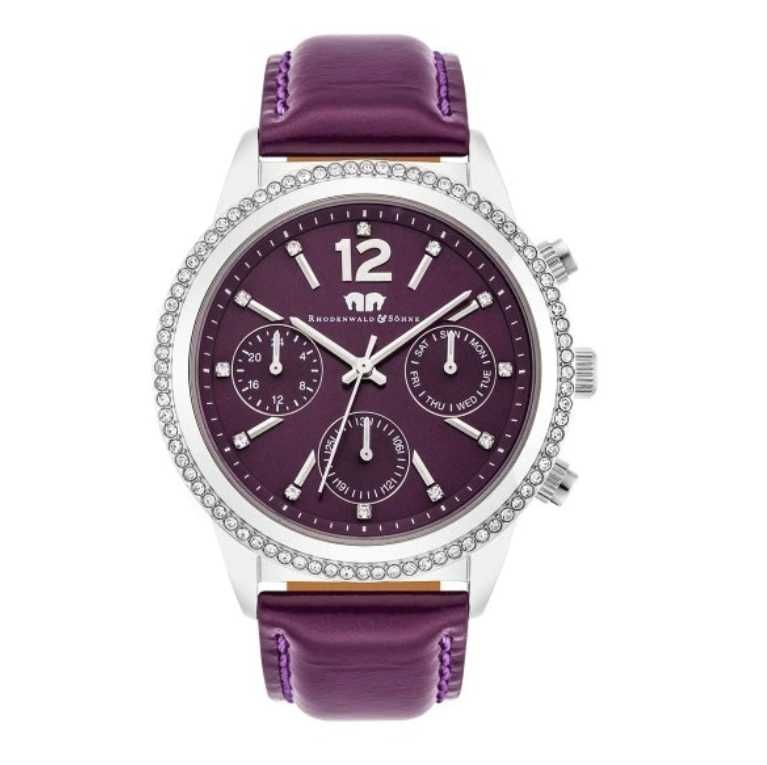 Vand ceas Rhodenwald & Söhne Flavia Violet - curea piele, bezel pietre