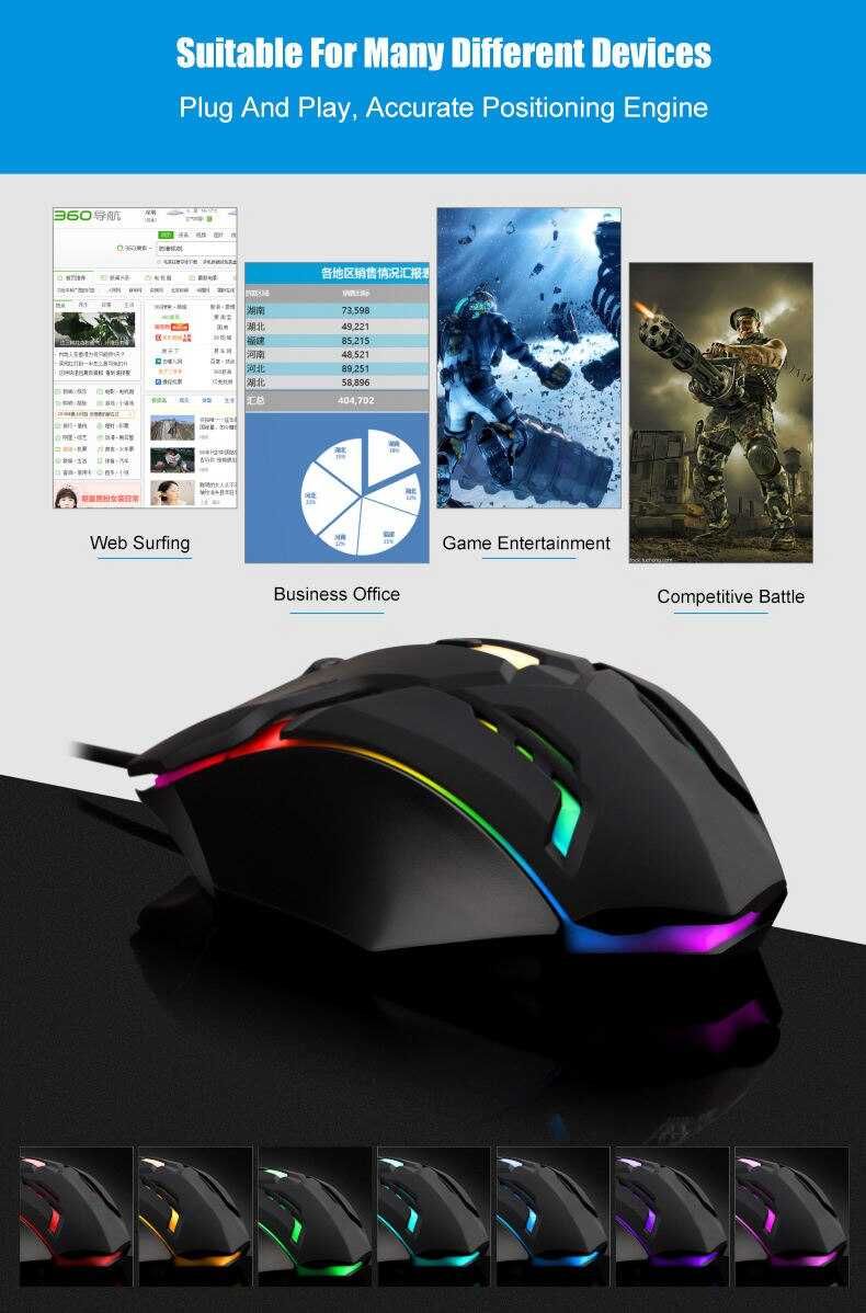Mouse gaming RGB 1600DPI negru