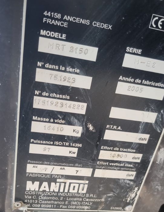 Vand manitou mrt 2150