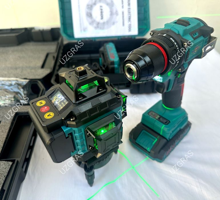 2в1 комплект вместе лазерный уровень + бесщеточный шуруповерт оригинал
