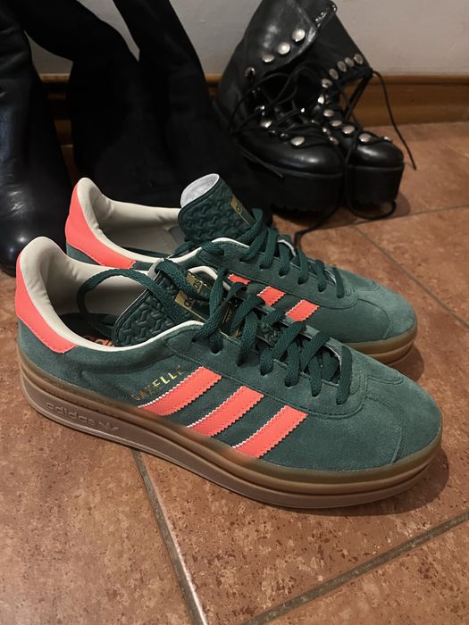 Кафеви гуменки, Adidas Gazelle, ест. Кожа обувки