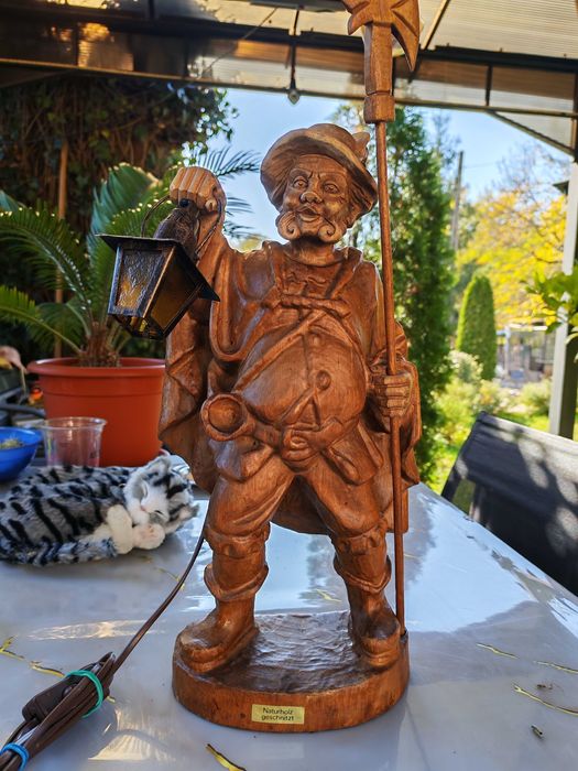 Statueta vintage din lemn - Paznicul de noapte - anii 60 Germania