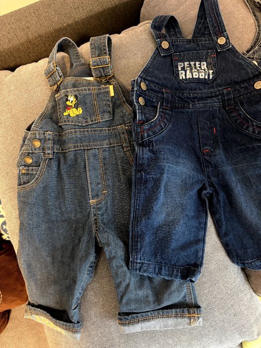 Бебешки дънкови гащеризони H&M (62), Зайчето Питър и Little one (74)