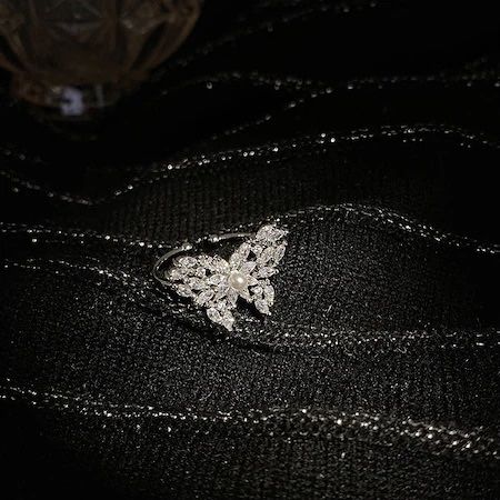 Inel dama, Cupru/Zirconiu, Model fluture, Reglabil, Argintiu