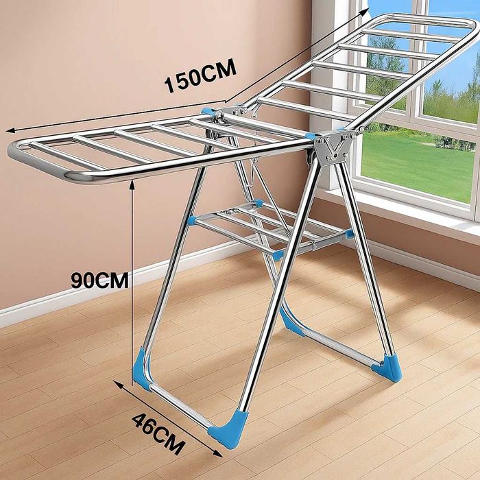 Suport pliabil metalic pentru uscat rufe 150x90x46 cm