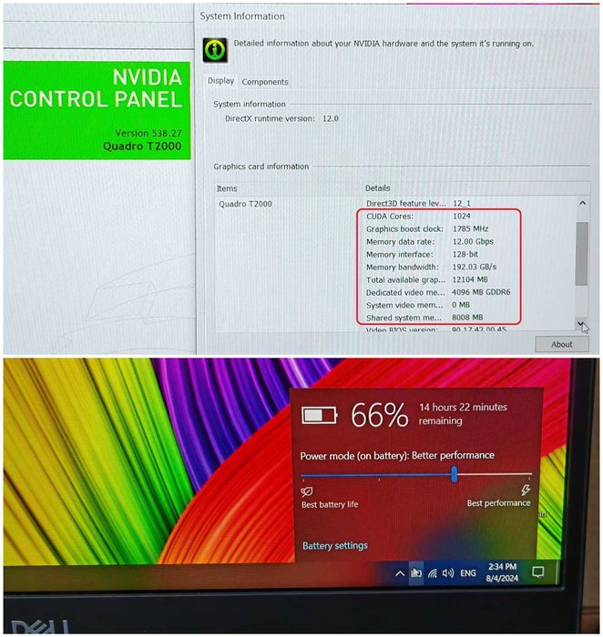 Precision 7550/Core i7/Quadro T2000/16GB RAM/512GB SSD/15.6 100%DCIP-3