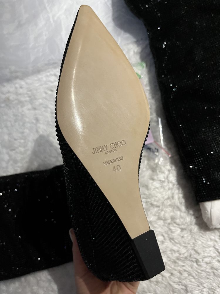 Cizme cu strasuri negre Jimmy Choo promotie de Craciun