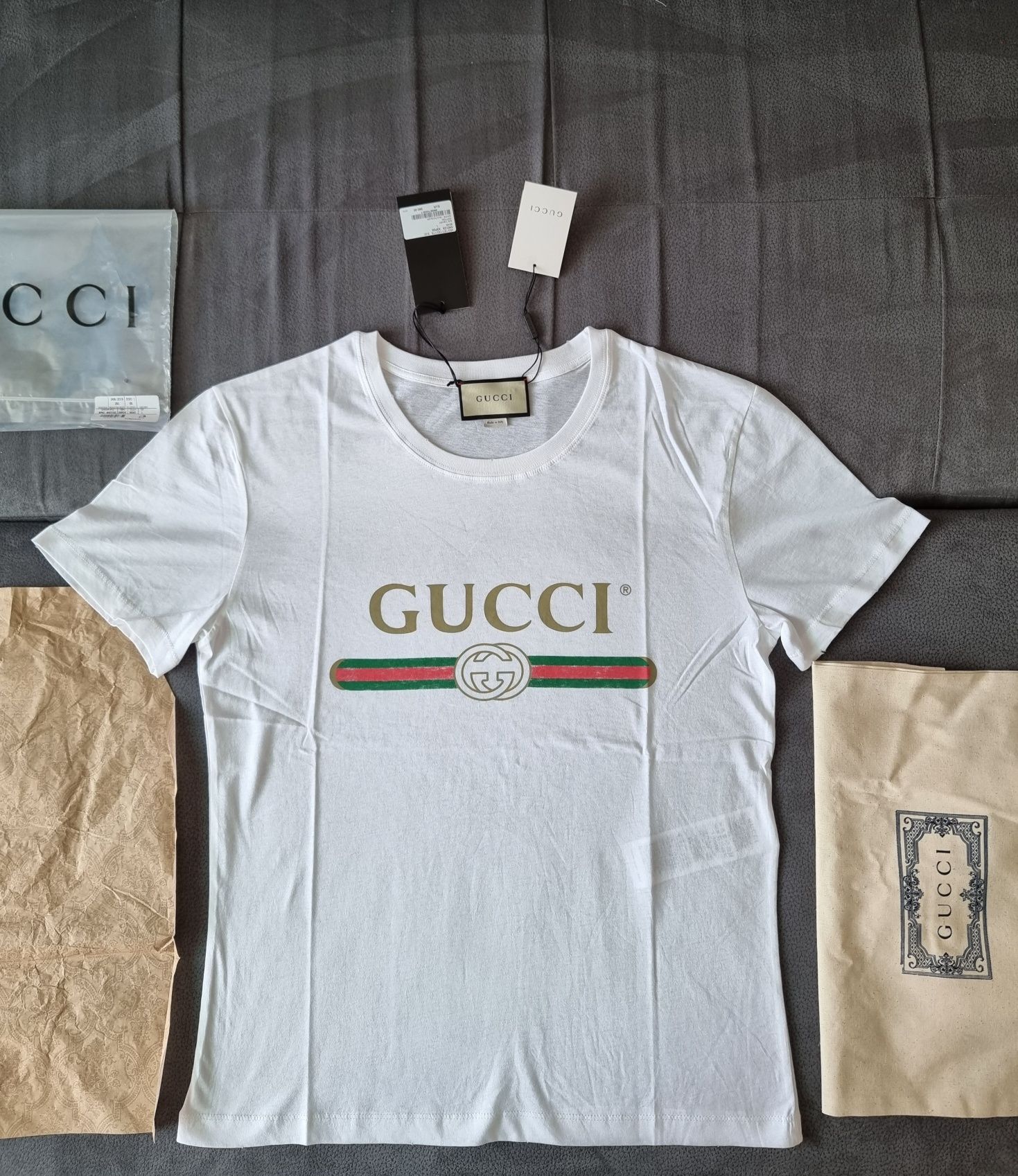 Gucci Oversize washed T-shirt with Gucci logo Намаление за последни