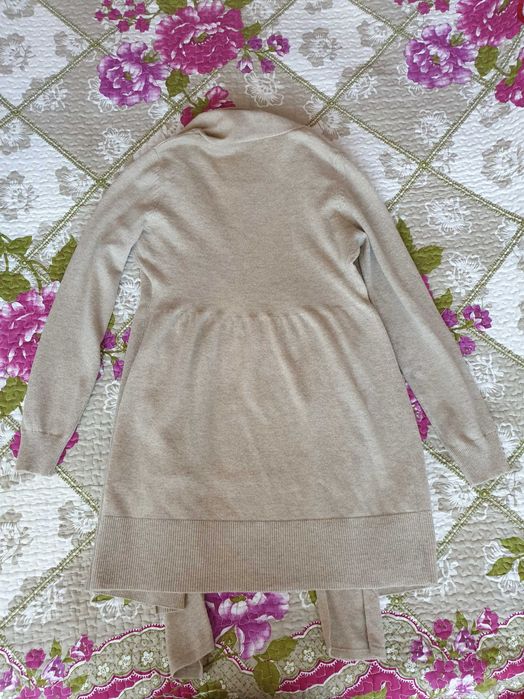 Cardigan subtire crem bej lana merinos casmir