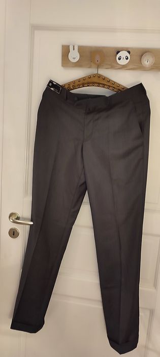 Pantaloni eleganti, gri antracit, amestec de 70% lână și vâscoză, 42-M
