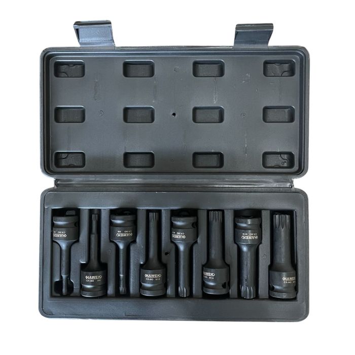 Комплект Ударни БИТОВЕ 1/2 – SPLINE 8 ЧАСТИ HAWEK , HW-2052