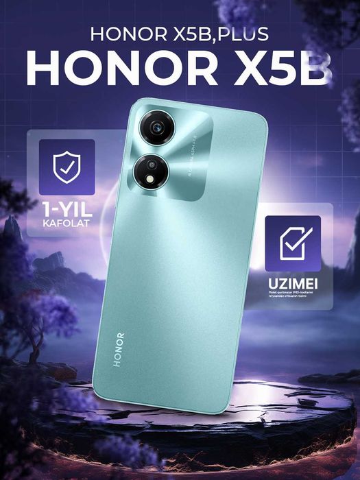 Smartfon Honor X5B, batareya 5200 mah, 50 Mp kamera AI, 90 Hz