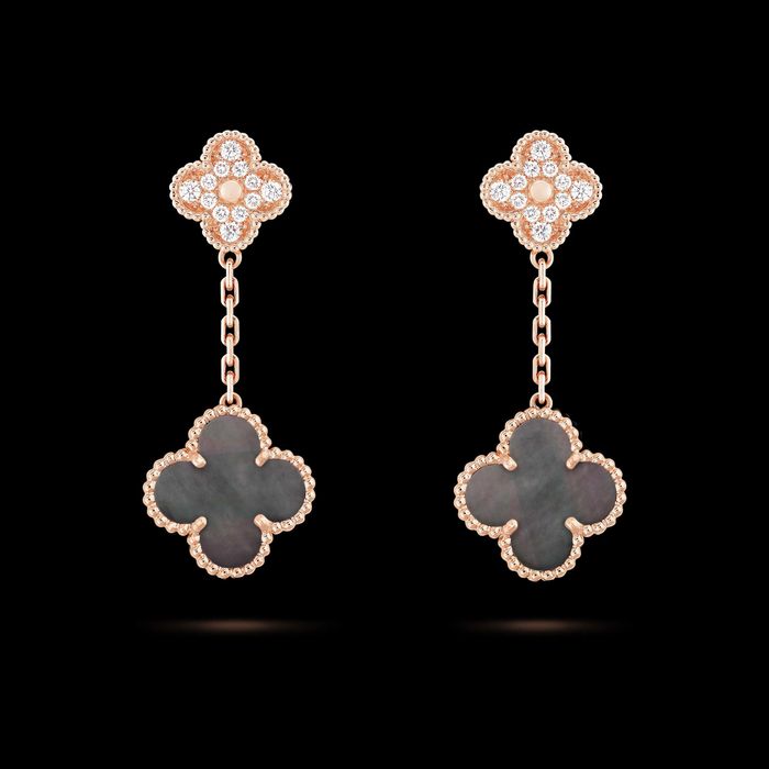 Van Cleef & Arpels VCA Rose Gold Dark Mother Pearl Magic Дамски Обеци