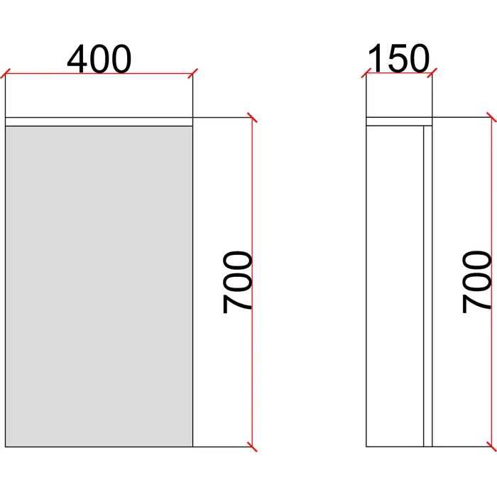 Dulap baie cu oglinda, 1 usa, Martplast Diana, alb, 40 x 15 x 70 cm