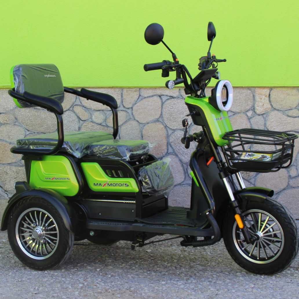 Триместна Електрическа Триколка MaxMotors X1, 1500W, 48V/20Ah, Green