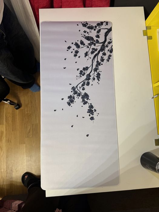 Mousepad alb 90×40, stil japonez cu sakura