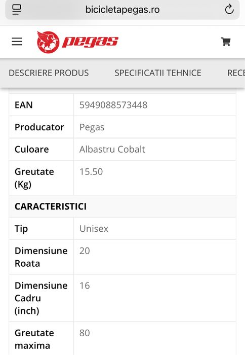 Bicicleta Pliabila Pegas Practic Retro Albastru Cobalt 3S