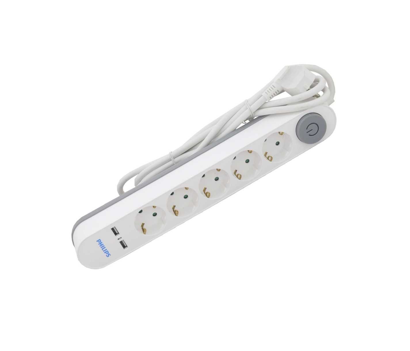 ;Сетевой фильтр PHILIPS SPS1053 2M 5 outlet 16А + 2 USB 3.4A