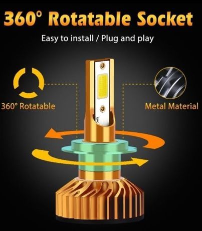 УМАЛЕН модел L2H7. МОЩНИ ЛЕД крушки за Фарове H7 .Бяла светлина